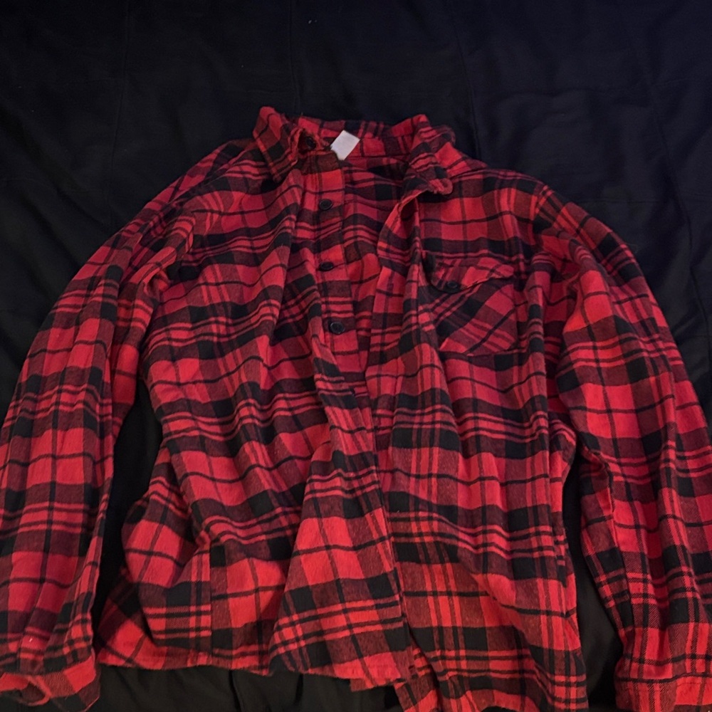 Classic Red and Black Plaid Men's Button Down Shirt
